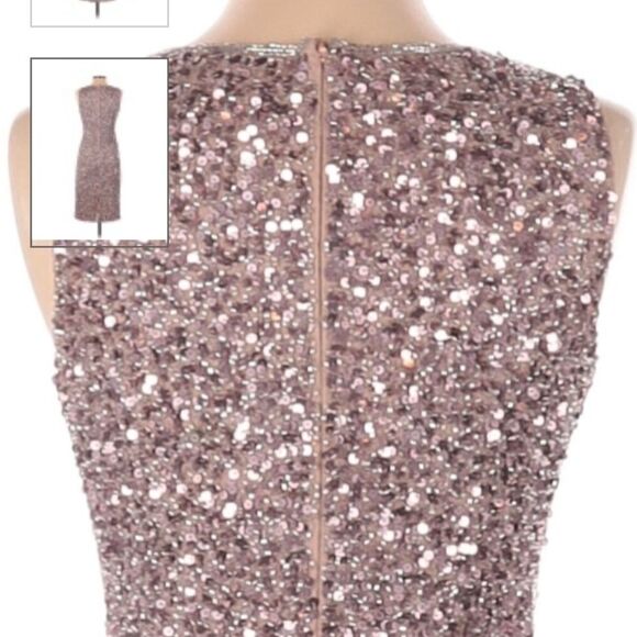 Mac Duggal Sequins Rose Gold Sleeveless Sheath Dress Sz 0 - Picture 7 of 16